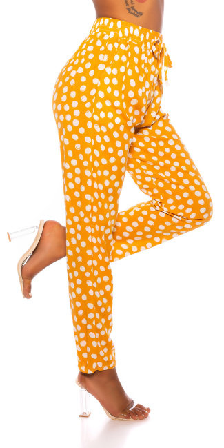 Trendy summer pants with polka dots Mustard